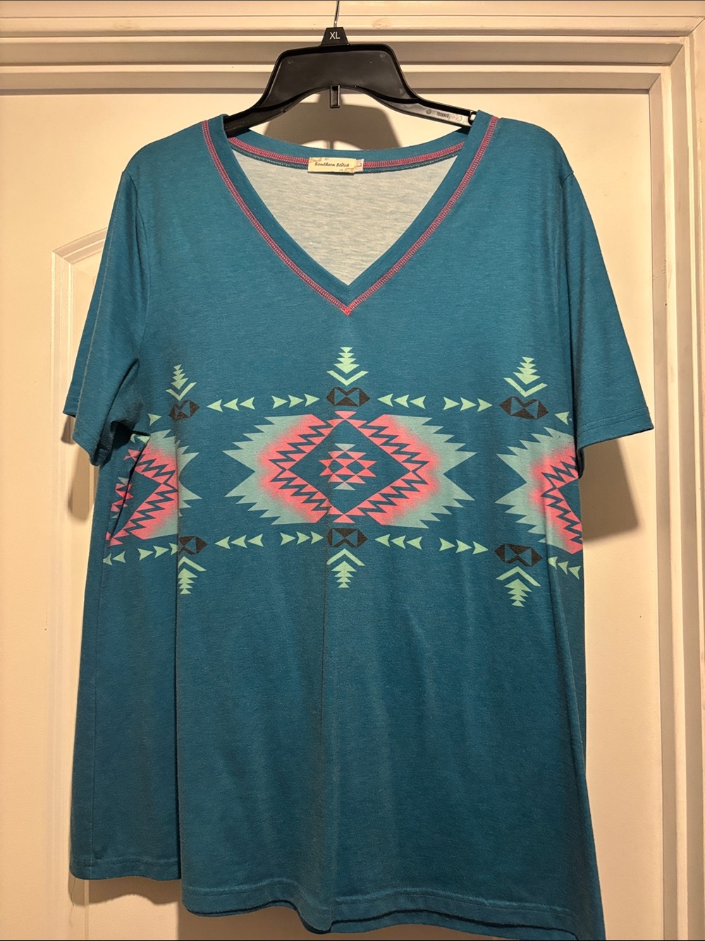 Southern Stitch Teal & Light Blue Crewneck Tee